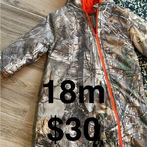 Carhartt Kids Camo Puffer Jacket with Orange Trim